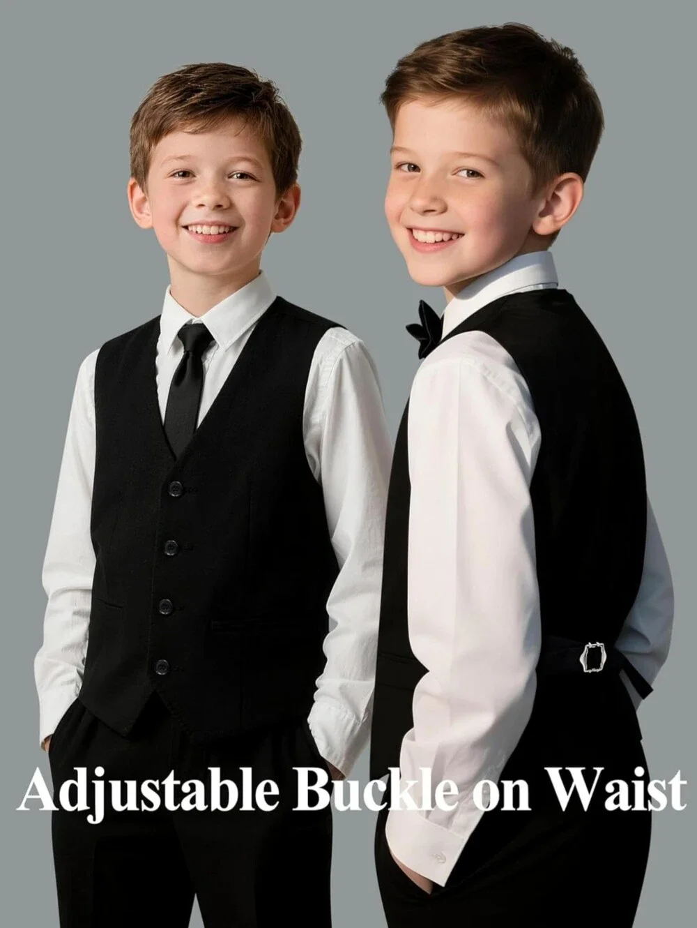 Classic Black Boys Suit Jacket & Pants Set with White Shirt